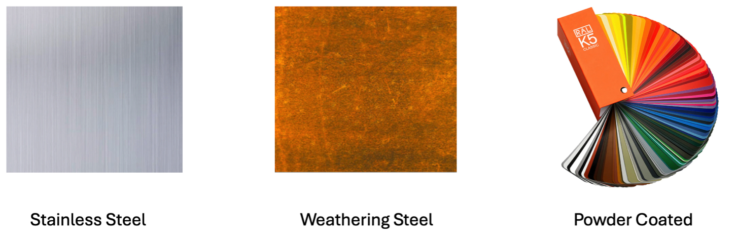 Steel retaining wall finishes
